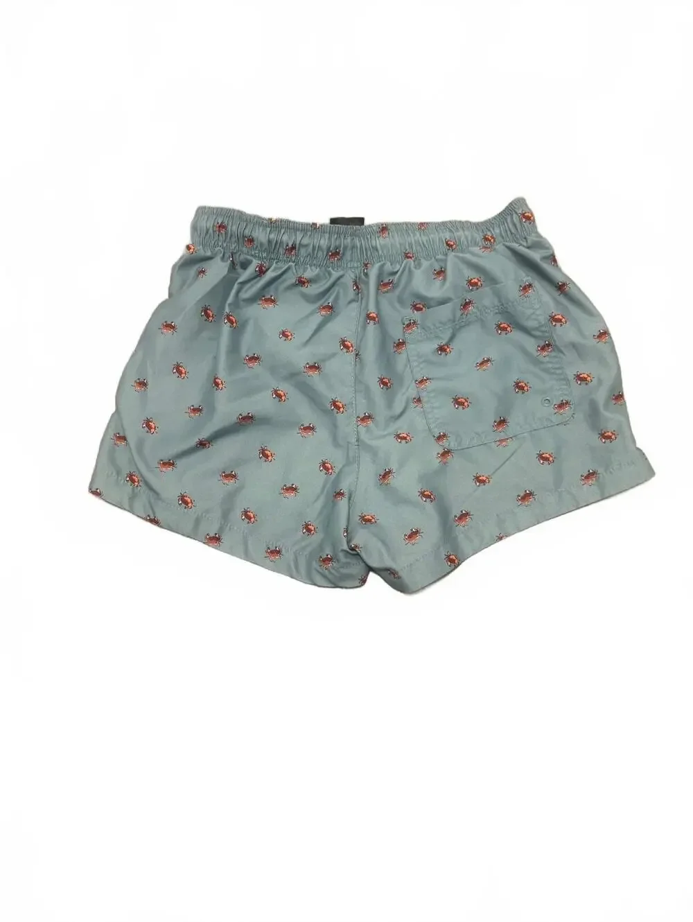 H&M Men's Blue Swim Shorts with Red Crab Print, Size Small